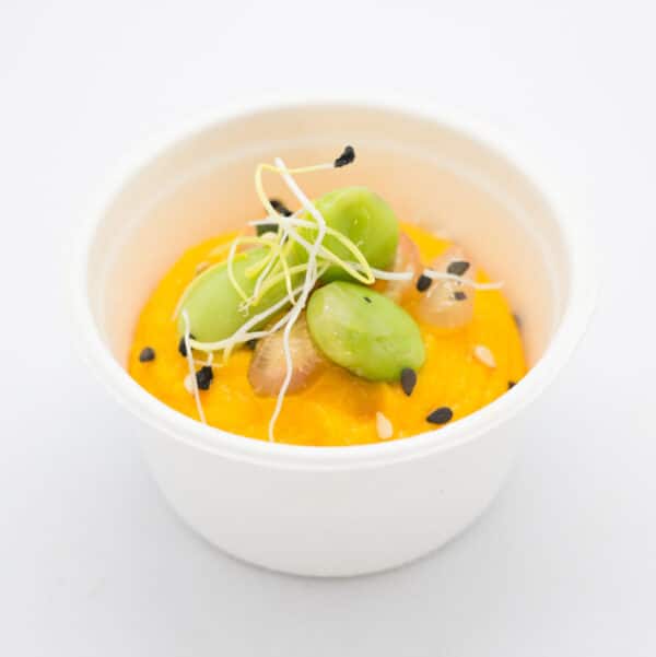 Verrine houmous de carotte, edamame aux sésames