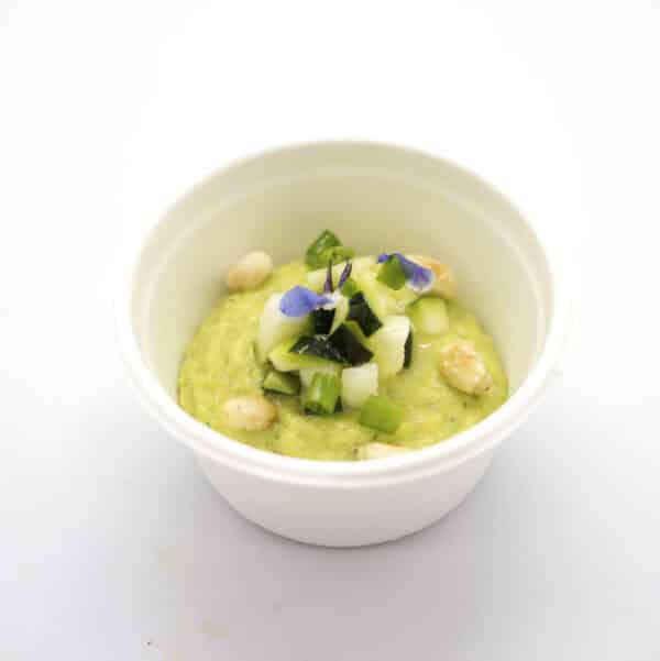 Verrine houmous courgette au curry et pignons de pin